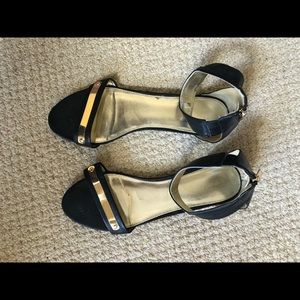 Black and gold express flat sandals size 10